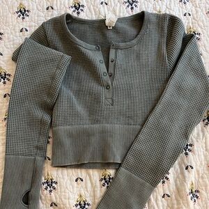 XS Offline by Arrie cropped waffle top.